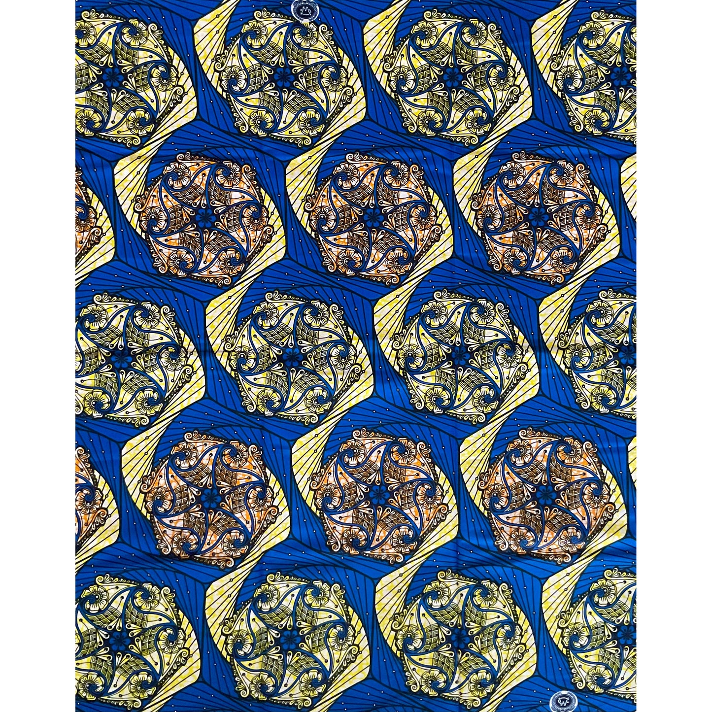 African Print Fabric/ Ankara - Blue, Orange, Yellow 'Macie', YARD or WHOLESALE