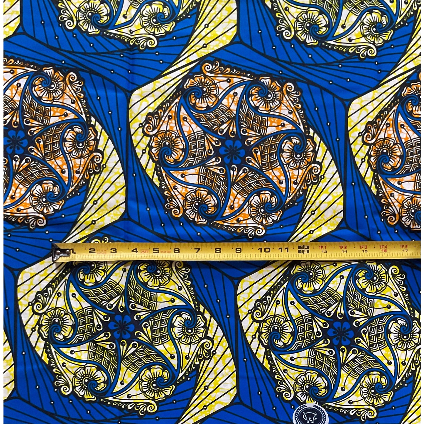 African Print Fabric/ Ankara - Blue, Orange, Yellow 'Macie', YARD or WHOLESALE