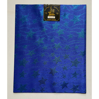 African Damask/ Metallic Jacquard/Headtie, Gele Fabric - Blue ‘Celebrity’, ~2 yards