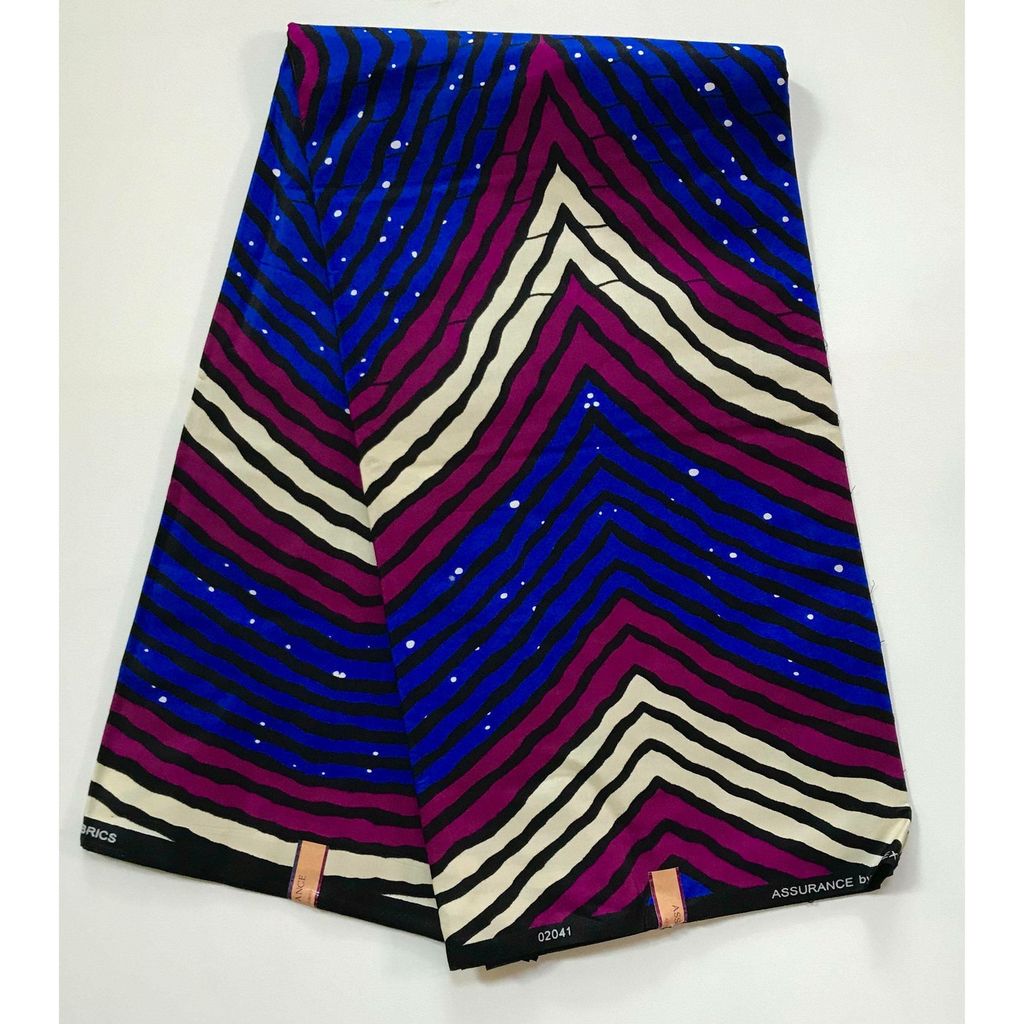 African Print Fabric/ Ankara - Blue, Purple, Cream, Black 'Biriwa Rebel' Design, YARD or WHOLESALE