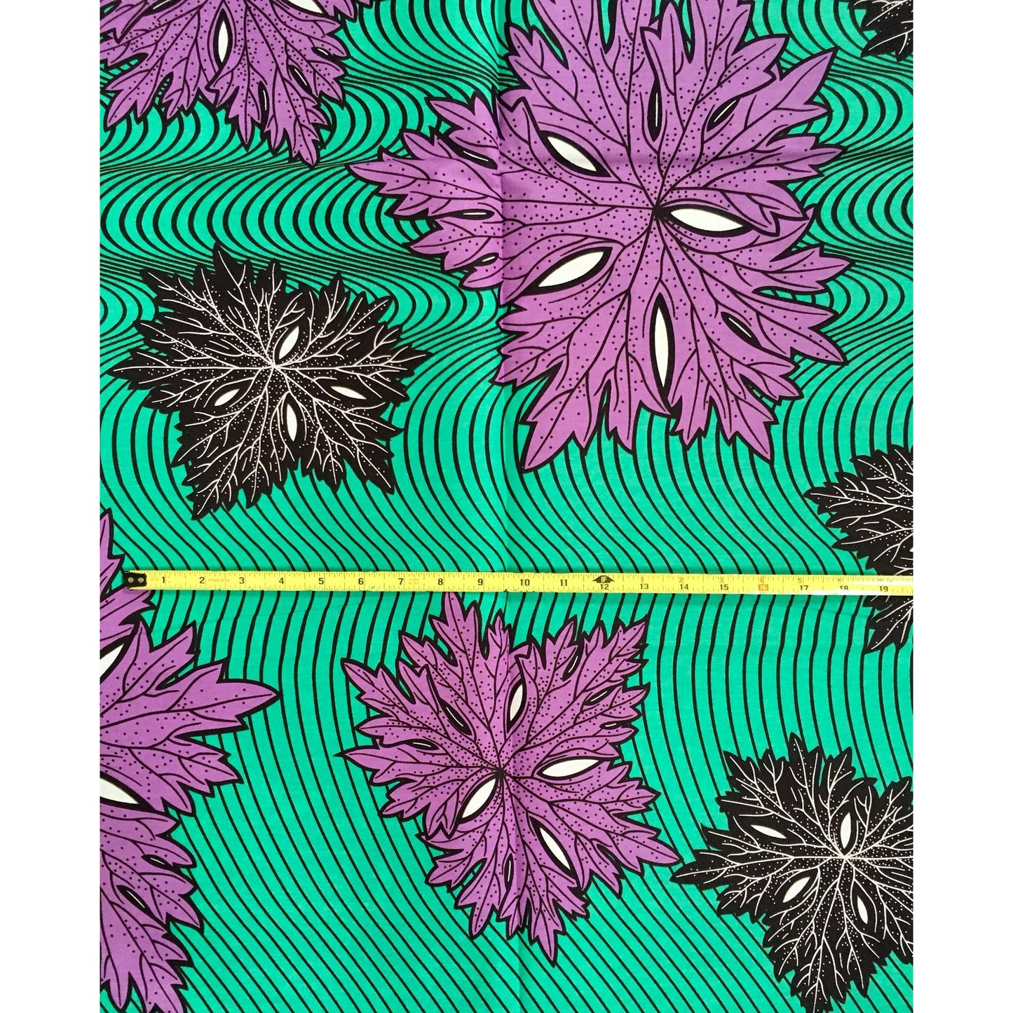 African Print Fabric/ Ankara - Turquoise, Purple, Brown "Fall Foliage", YARD or WHOLESALE