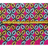African Print Fabric/ Ankara - Pink, Brown, Purple, Blue 'In the Loop', Per Yard or Wholesale