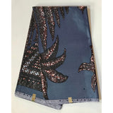 African Print Fabric/ Ankara - Navy, Brown 'Jubilee Palace' Design, YARD or WHOLESALE