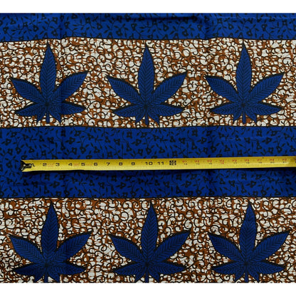 African Print Fabric/ Ankara - Blue, Brown 'Jamdown W' Design, YARD or WHOLESALE
