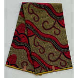 African Print Fabric/ Ankara - Brown, Red 'Waves of Mercy,' YARD or WHOLESALE