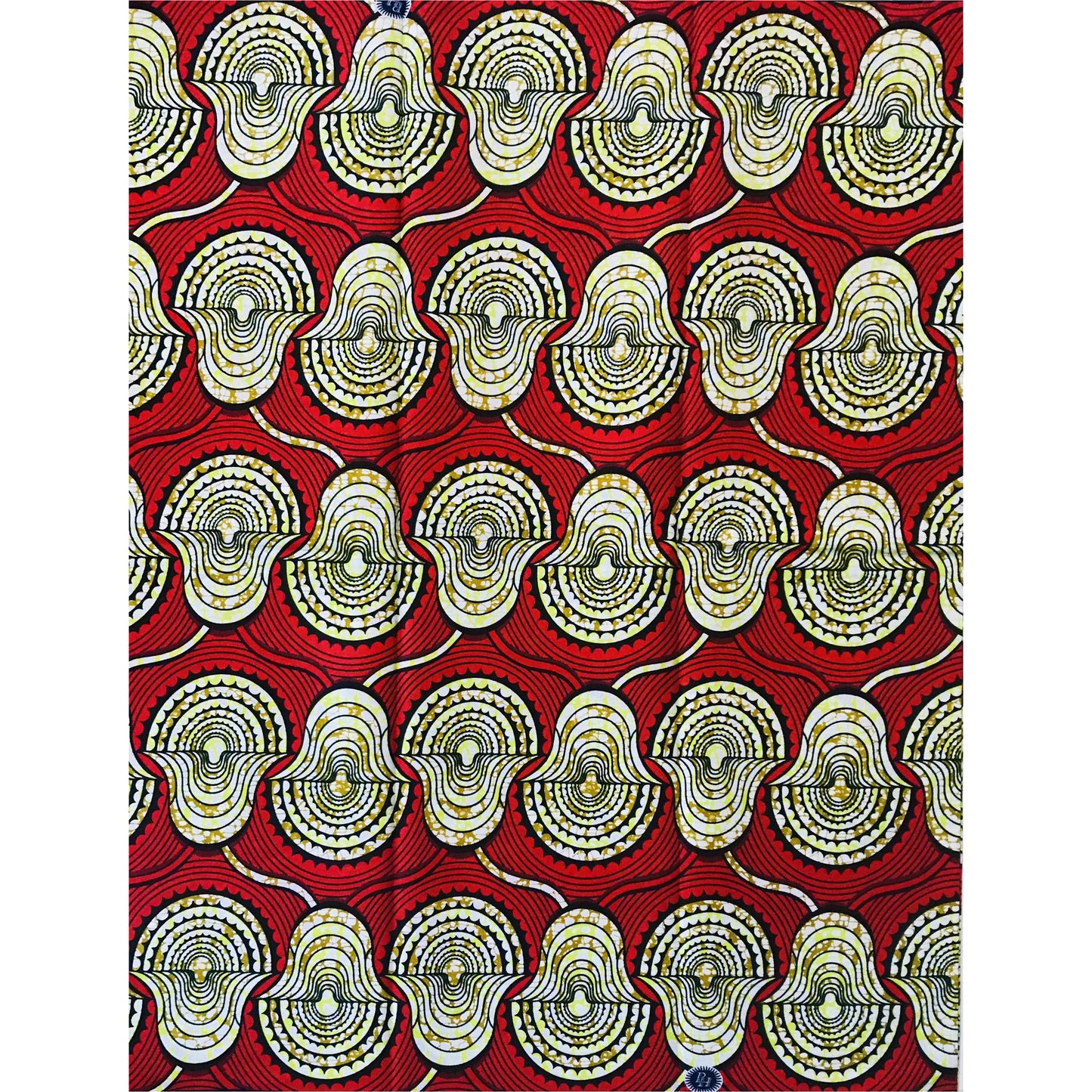 African Print Fabric/ Ankara - Red, Chartreuse, Brown ‘Mansa' Design, YARD or WHOLESALE