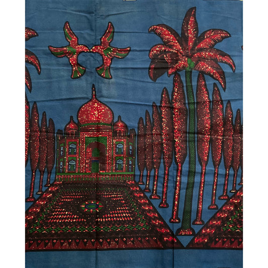 African Print Fabric/ Ankara - Green, Brown, Blue 'Jubilee Palace' Design, YARD or WHOLESALE