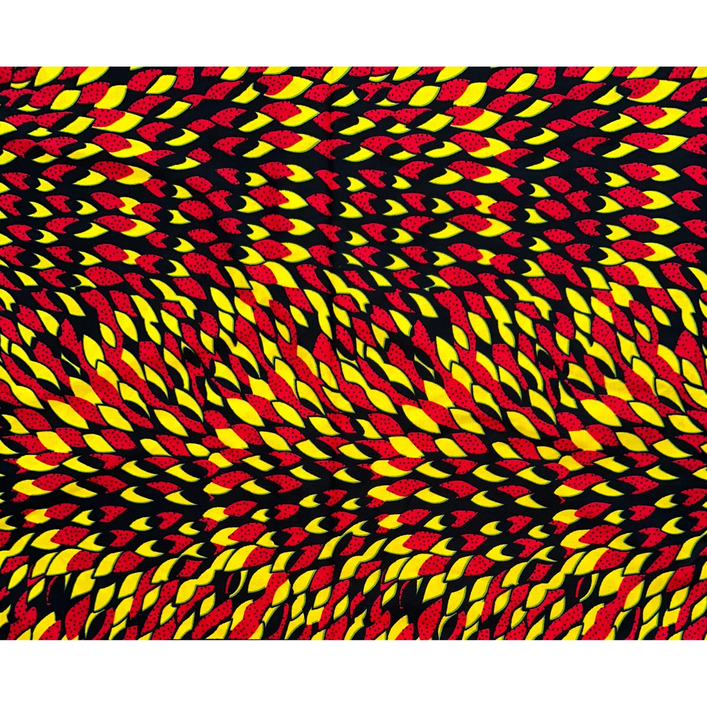African Print Fabric/ Ankara - Red, Yellow, Black 'Dada Illusion' Design, YARD or WHOLESALE