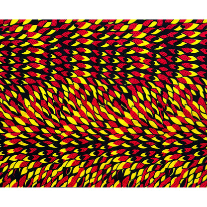 African Print Fabric/ Ankara - Red, Yellow, Black 'Dada Illusion' Design, YARD or WHOLESALE