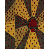 African Print Fabric/Ankara - Marigold, Red, Black "Heart of Palm Fruit" Design, YARD or WHOLESALE