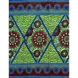 African Print Fabric/ Ankara - Chartreuse, Blue, Red 'Abouon Sculpt,’ YARD or WHOLESALE