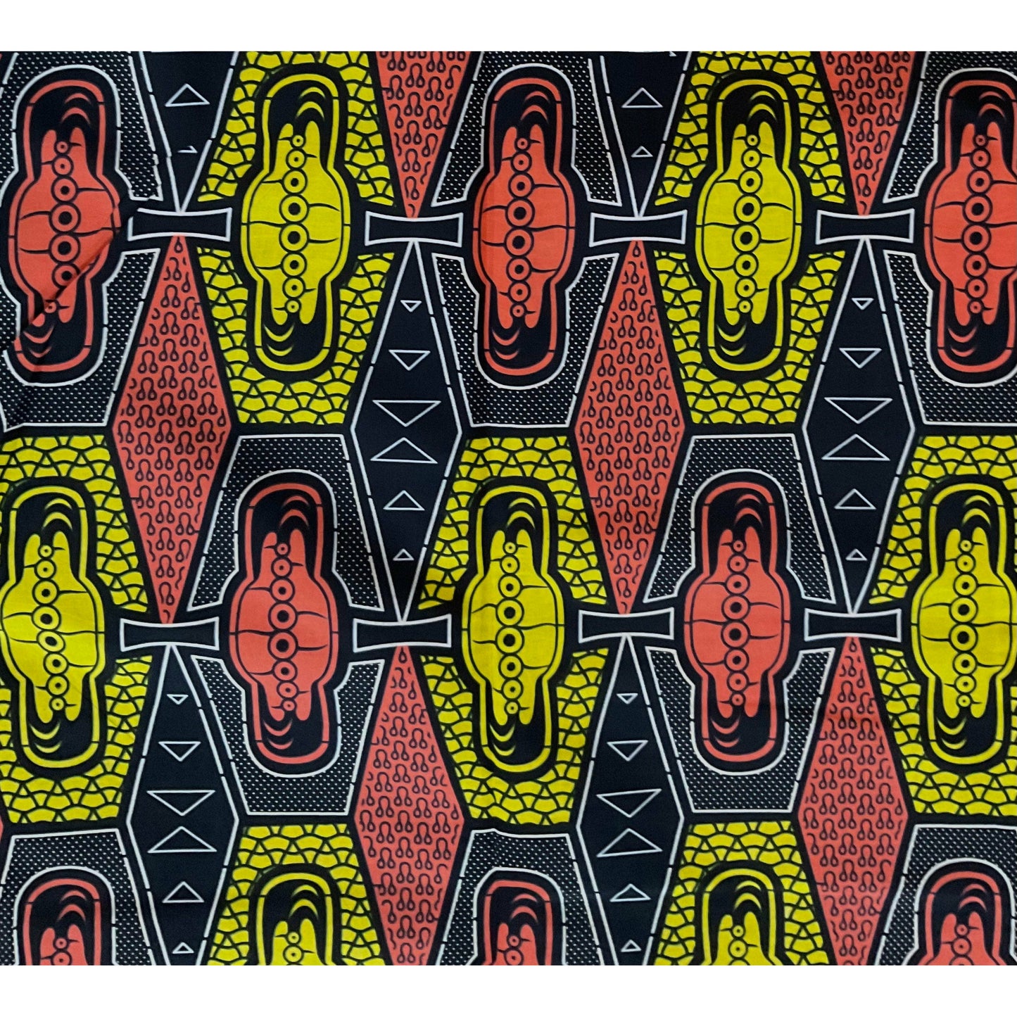 African Print Fabric/ Ankara - Pink, Yellow, Navy 'Indira' Design, YARD or WHOLESALE