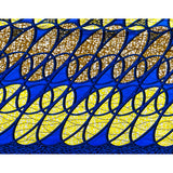African Print Fabric/ Ankara - Blue, Yellow, Brown 'Kacou Ribbons' Design, YARD or WHOLESALE