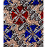 African Print Fabric/ Ankara - Beige, Red, Blue 'Salima’s Ambition', YARD or WHOLESALE