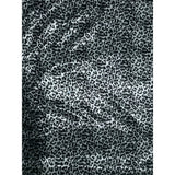 African Print, Satin Fabric- Black, Gray "Leopard", Per Yard