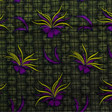 African Print Fabric/ Ankara - Purple, Yellow, Black 'With Flair,' YARD or WHOLESALE