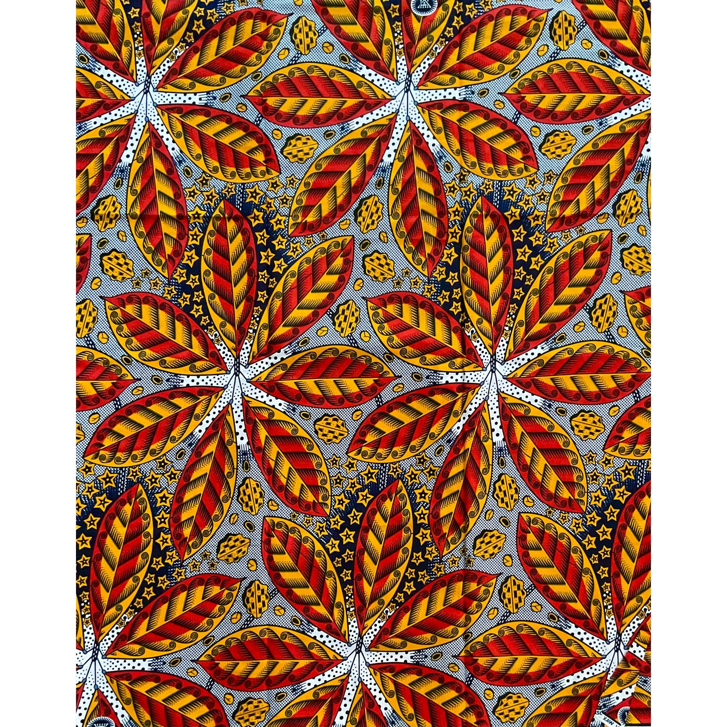 African Print Fabric/ Ankara - Orange, Marigold "Fall Pastiche," YARD or WHOLESALE