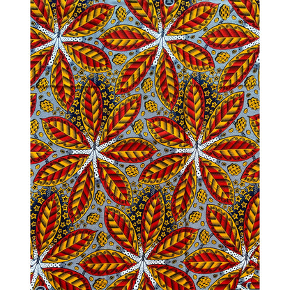 African Print Fabric/ Ankara - Orange, Marigold "Fall Pastiche," YARD or WHOLESALE