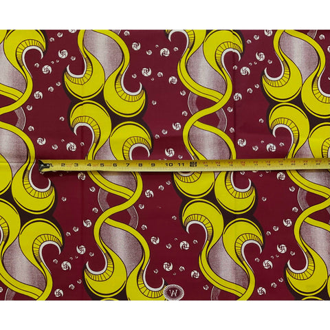 African Print Fabric/ Ankara - Brown, Yellow 'Adichie Ise', YARD OR WHOLESALE