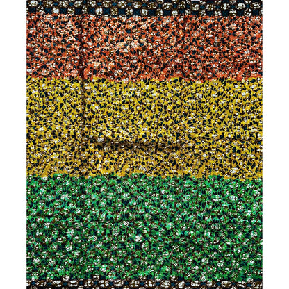 African Print Fabric/Sequined - Ankara: Green, Brown, Gold ‘Queen Saffa', Yard or Wholesale