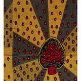 African Print Fabric/Ankara - Marigold, Red, Black "Heart of Palm Fruit" Design, YARD or WHOLESALE