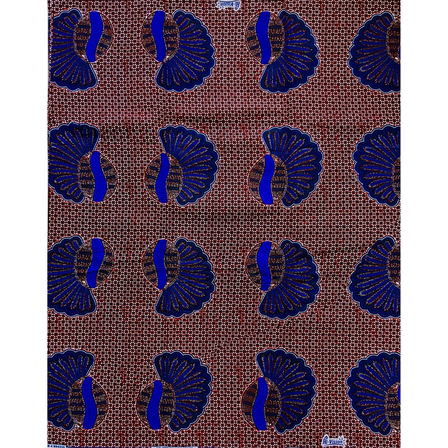 African Print Fabric/ Ankara - Blue, Brown "Chieftain", YARD or WHOLESALE