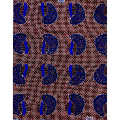 African Print Fabric/ Ankara - Blue, Brown "Chieftain", YARD or WHOLESALE