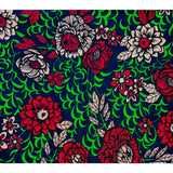 African Print Fabric/ Ankara - Navy, Pink, Red, Green 'Amira Flourish' Design, YARD or WHOLESALE