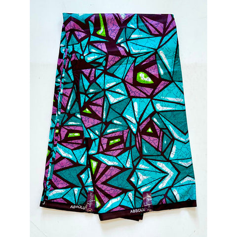African Print Fabric/ Ankara - Teal, Purple, Green, Brown 'Beautiful Emem', YARD OR WHOLESALE