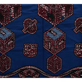 African Print Fabric/ Ankara - Blue, Brown 'Gamepiece' Design, YARD or WHOLESALE