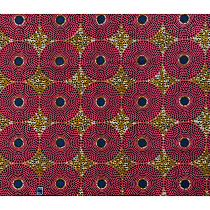 African Print Fabric/ Ankara - Brown, Pink, Navy 'Bullseye Mini' Design, YARD or WHOLESALE