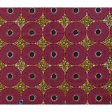 African Print Fabric/ Ankara - Brown, Pink, Navy 'Bullseye Mini' Design, YARD or WHOLESALE