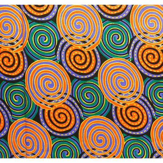 African Print Fabric/ Ankara - Teal, Orange, Periwinkle, Black, Shimmery Gold Glitter 'Wangrin’ , YARD or WHOLESALE