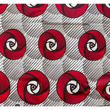 African Print Fabric/Ankara - Red, White, Brown 'Peppermint Patty' Design, YARD or WHOLESALE