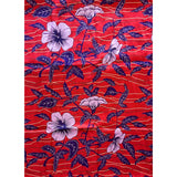 African Print, Satin Fabric - Red, Purple "Summer Garden", Per Yard or Wholesale