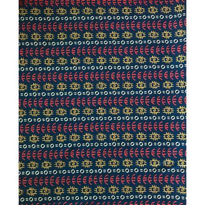 African Print, Stretch Cotton Satin Fabric- Navy, Orange, Marigold, Beige “Abimbola”, Per Yard