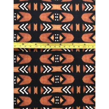 African Print, Denim/Upholstery/ Heavyweight Cotton Fabric- Brown, Black, White "Bogolanfini Mid," Per Yard
