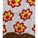 African Print Fabric/ Ankara - Red, Yellow, Brown 'Ruby Rose’ YARD or WHOLESALE