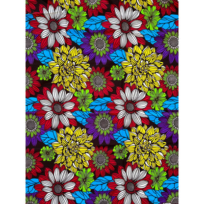 African Print Fabric/ Ankara - Red, Green, Blue, Yellow, Purple 'Sweet Sarius' Design, YARD or WHOLESALE