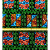 African Print Fabric/ Ankara - Green, Blue, Orange, Brown 'Have a Peek' YARD or WHOLESALE