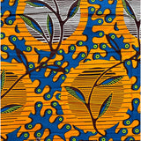 African Print Fabric/ Ankara - Orange, Blue, Green, Brown 'Celestial Puzzle,’ YARD or WHOLESALE