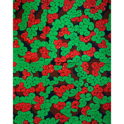 African Print Fabric/ Ankara - Brown, Green, Navy 'Knotted Compaore', YARD or WHOLESALE