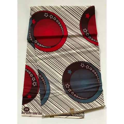 African Print Fabric/ Ankara - Gray, Red, Brown "Special Envoy," YARD or WHOLESALE