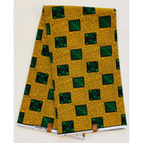 African Print Fabric/Ankara - Green, Marigold, Black 'African Tarot', YARD or WHOLESALE