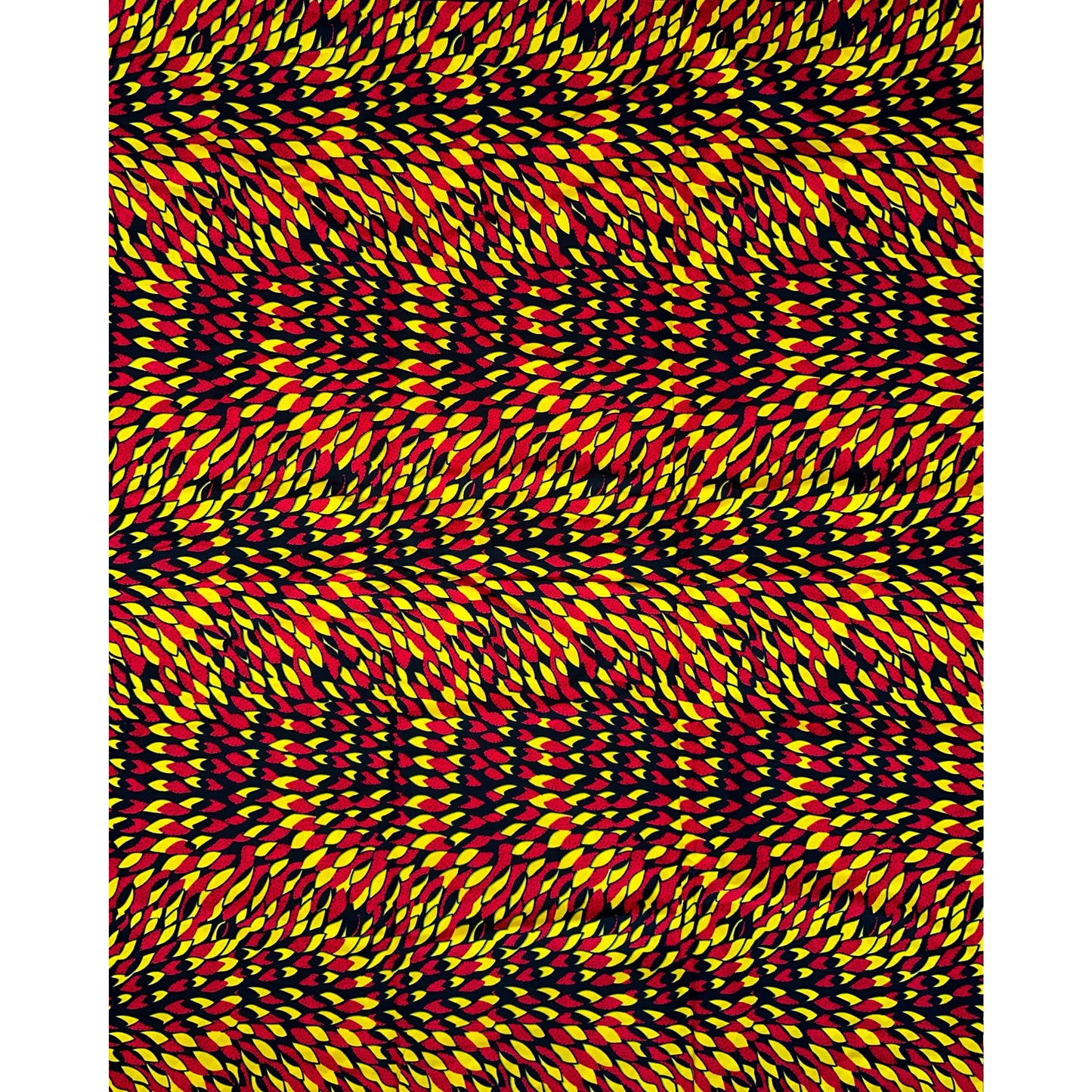 African Print Fabric/ Ankara - Red, Yellow, Black 'Dada Illusion' Design, YARD or WHOLESALE