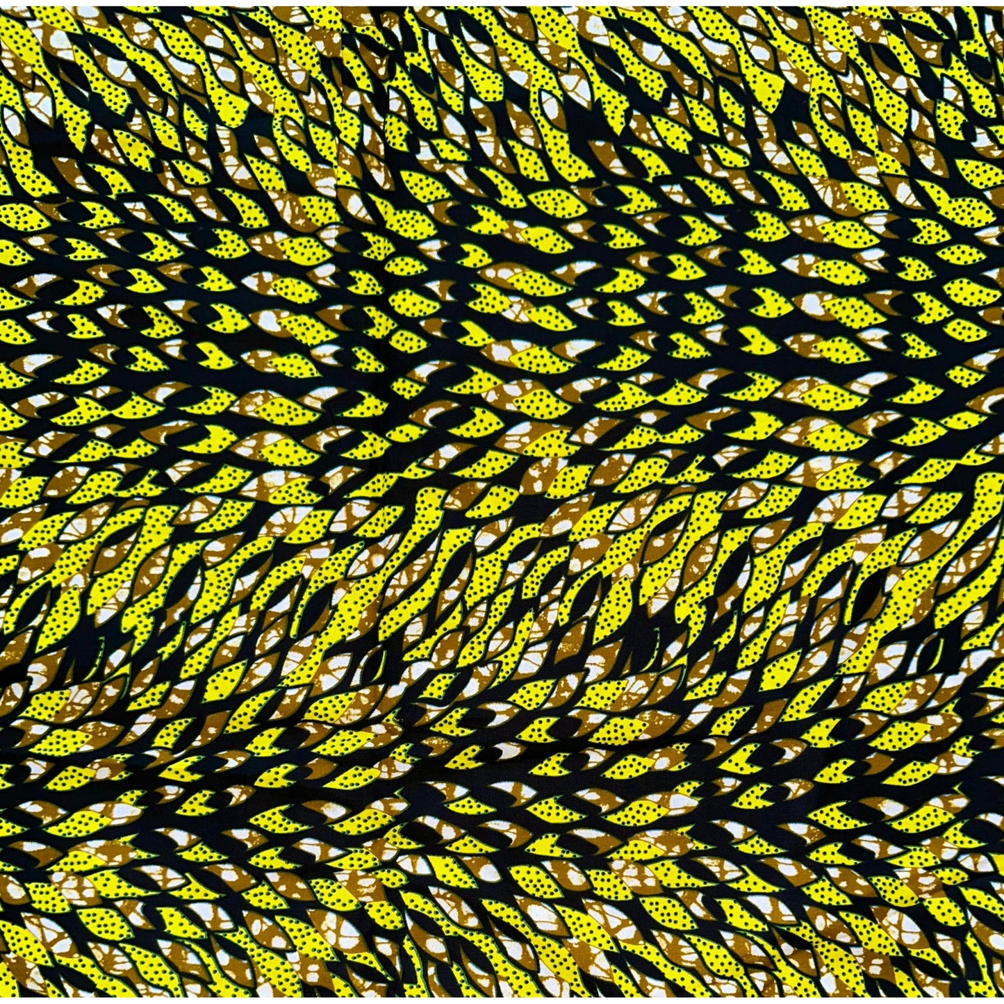 African Print Fabric/ Ankara - Yellow, Brown, Black 'Dada Illusion' Design, YARD or WHOLESALE