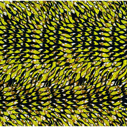 African Print Fabric/ Ankara - Yellow, Brown, Black 'Dada Illusion' Design, YARD or WHOLESALE