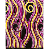 African Print Fabric/ Ankara - Purple, Yellow, Black 'Anat,' YARD or WHOLESALE