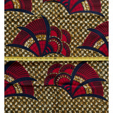 African Print Fabric/ Ankara - Brown, Red, Navy 'Adulation', YARD or WHOLESALE