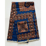 African Print Fabric/ Ankara - Blue, Brown 'Deen & King' Design, YARD or WHOLESALE